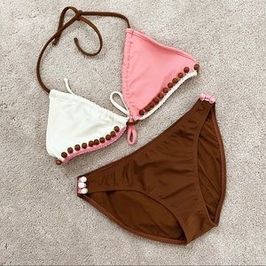 Vix by Paula Hermanny Brown, Pink Bead Trim Bikini